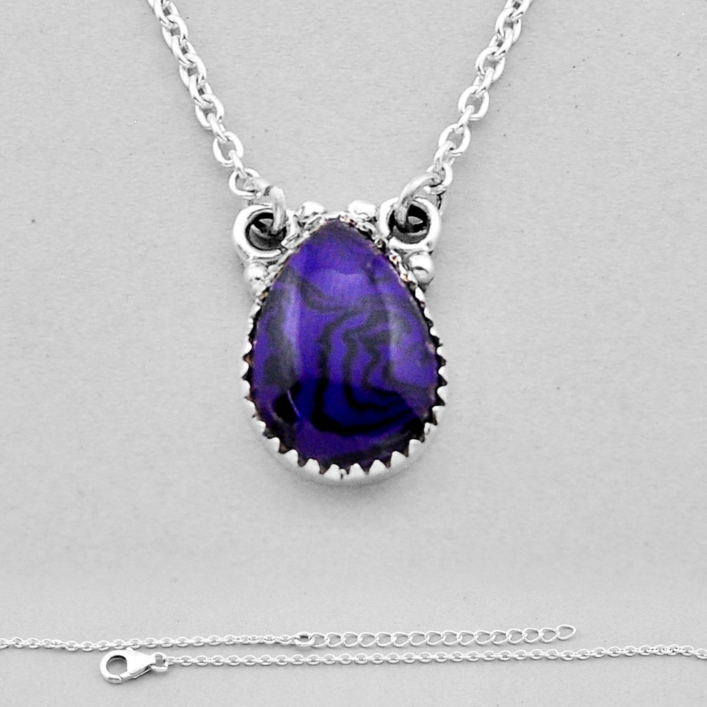 925 sterling silver 6.66cts natural purple sugilite necklace jewelry n53390