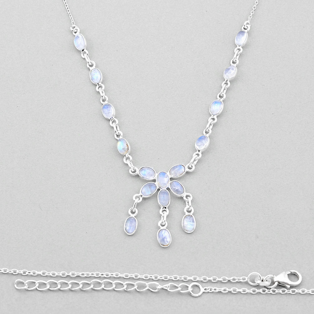 925 sterling silver 15.55cts natural rainbow moonstone necklace jewelry n44383