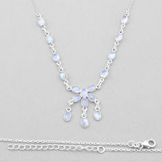 925 sterling silver 15.55cts natural rainbow moonstone necklace jewelry n44383