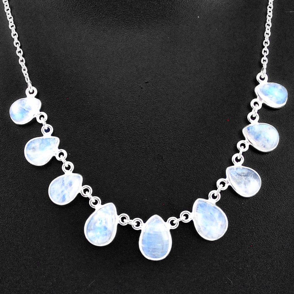 925 sterling silver 29.22cts natural rainbow moonstone necklace jewelry t16100
