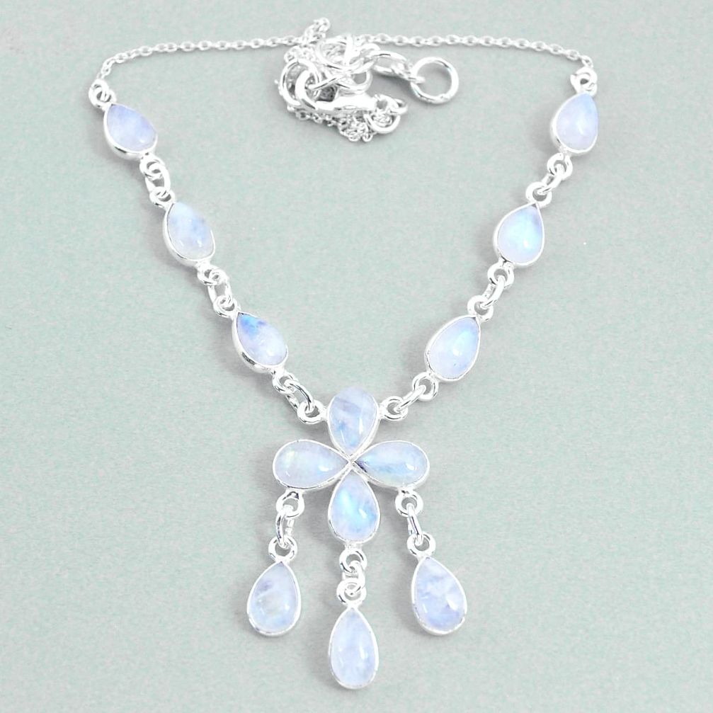 925 silver 20.96cts natural rainbow moonstone necklace jewelry t34118