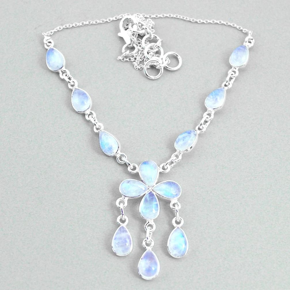 925 silver 20.96cts natural rainbow moonstone necklace jewelry t34120