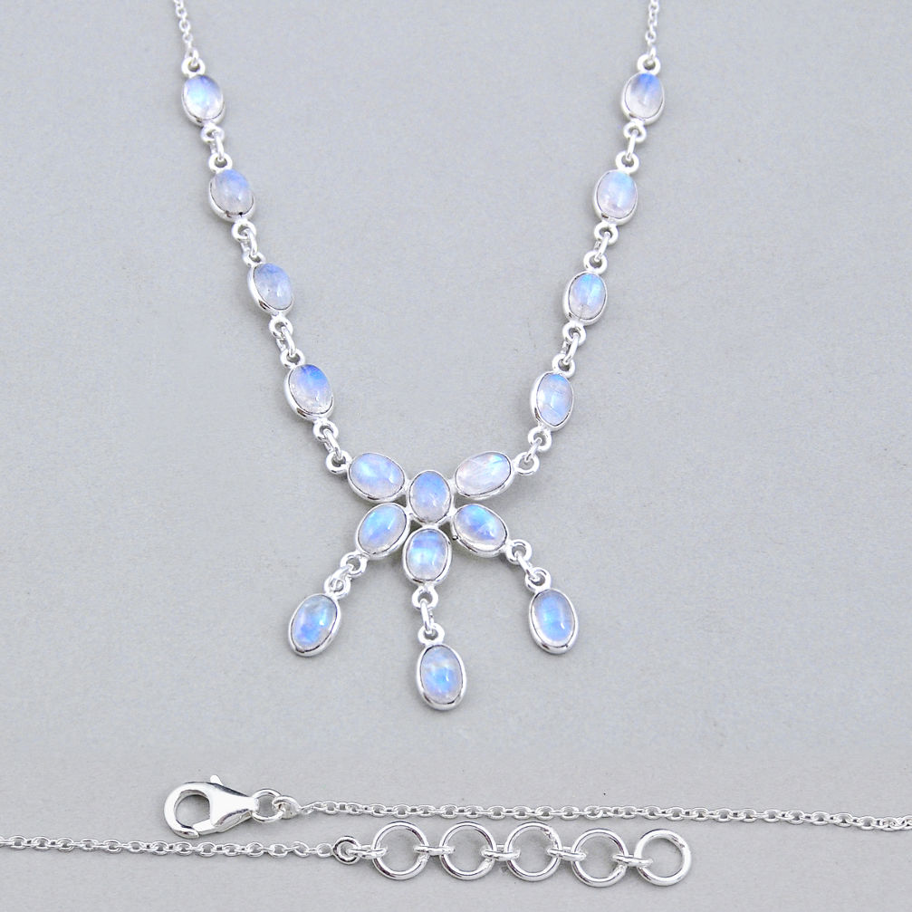 925 sterling silver 22.63cts natural rainbow moonstone necklace jewelry y6938