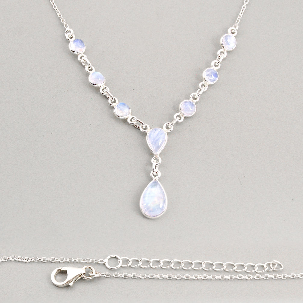925 sterling silver 10.34cts natural rainbow moonstone necklace jewelry y76559