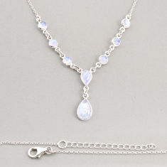 925 sterling silver 10.34cts natural rainbow moonstone necklace jewelry y76559