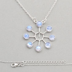 925 sterling silver 5.58cts natural rainbow moonstone round necklace n8459