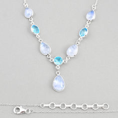925 sterling silver 24.54cts natural rainbow moonstone topaz necklace y57524