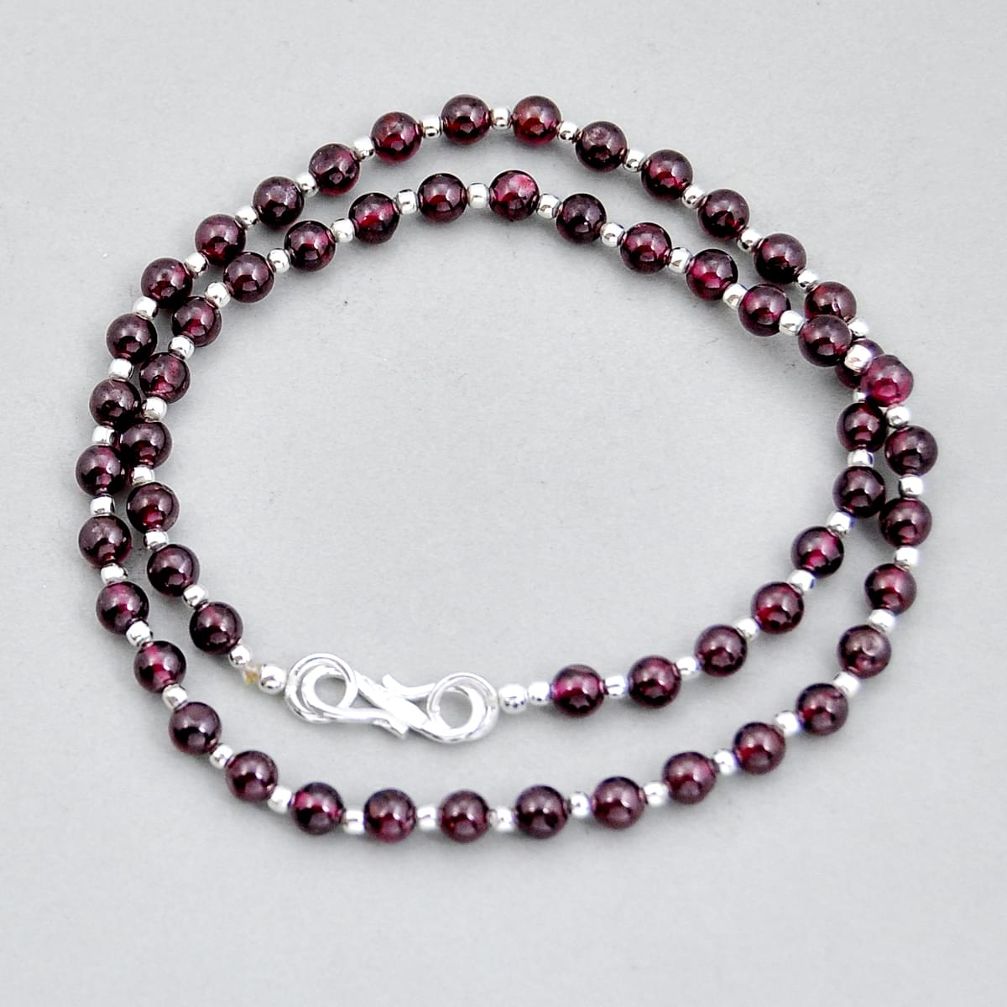 925 sterling silver 46.12cts natural red garnet beads necklace jewelry y6968