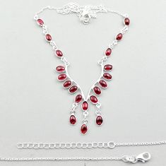 925 sterling silver 14.09cts natural red garnet oval necklace jewelry u11491