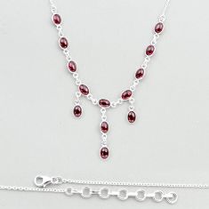 925 sterling silver 22.31cts natural red garnet oval necklace jewelry u32850
