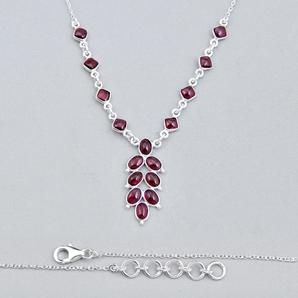 925 sterling silver 14.17cts natural red garnet oval necklace jewelry y6894