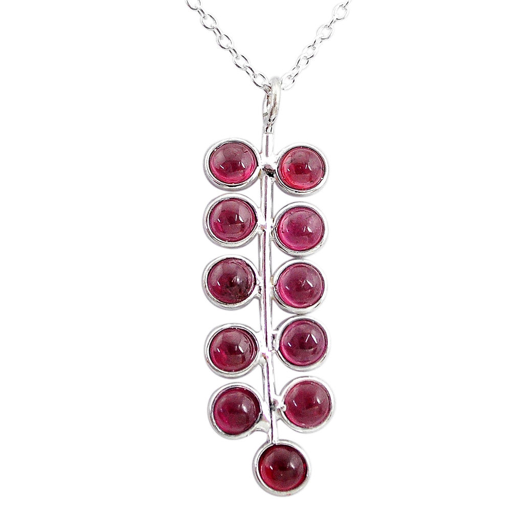 925 sterling silver 6.03cts natural red garnet round necklace jewelry t4704