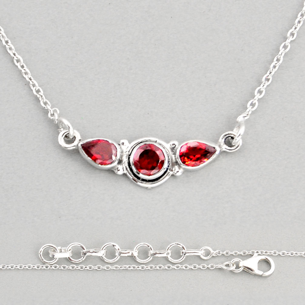 925 sterling silver 4.66cts natural red garnet round necklace jewelry y76792