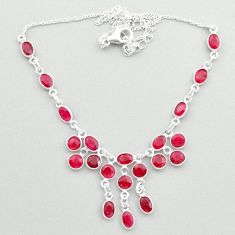 925 sterling silver 20.07cts natural red ruby handmade necklace jewelry t50345
