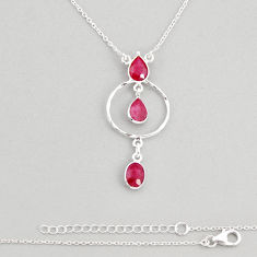 925 sterling silver 7.30cts natural red ruby oval pear necklace jewelry y76980