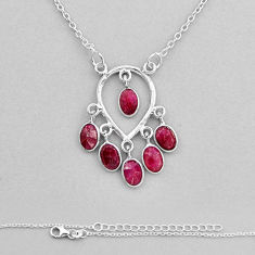 925 sterling silver 6.31cts natural red ruby oval shape necklace jewelry n8473