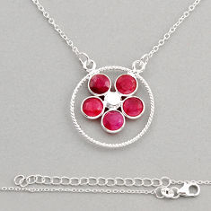 925 sterling silver 3.26cts natural red ruby round shape necklace jewelry n8487