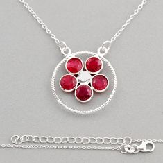 925 sterling silver 3.30cts natural red ruby round shape necklace jewelry n8490