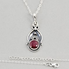 925 sterling silver 2.53cts natural red ruby round shape necklace jewelry y72153