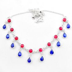 925 sterling silver 22.57cts natural red ruby sapphire necklace jewelry t40593