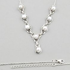 925 sterling silver 9.63cts natural white pearl round necklace jewelry y44771