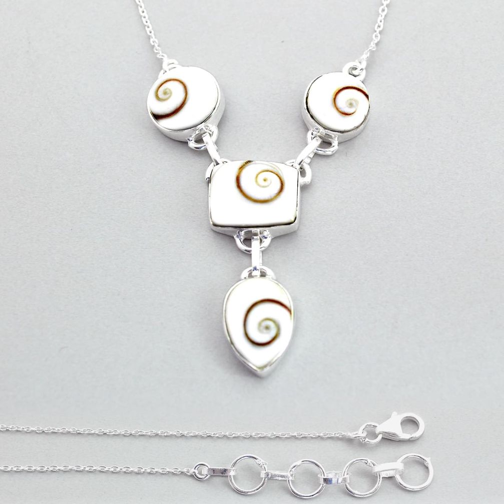 925 sterling silver 27.46cts natural white shiva eye necklace jewelry u83295