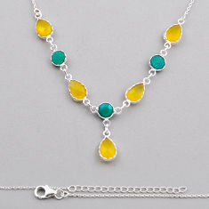 925 sterling silver 13.77cts natural yellow blue chalcedony pear necklace n24614