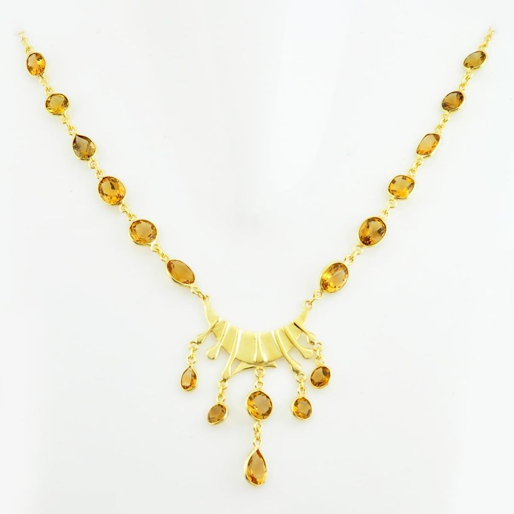 ver 47.10cts natural yellow citrine sterling necklace p74938