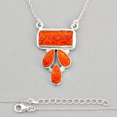 925 sterling silver 8.17cts orange australian opal (lab) necklace jewelry y80280