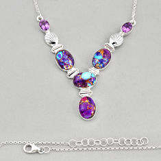 925 sterling silver 27.23cts purple copper turquoise amethyst necklace y81346