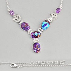 925 sterling silver 26.99cts purple copper turquoise amethyst necklace y81349
