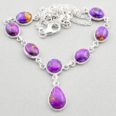 925 sterling silver 24.38cts purple copper turquoise necklace jewelry t64559