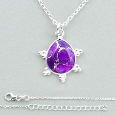 925 sterling silver 4.84cts purple copper turquoise necklace jewelry u18966