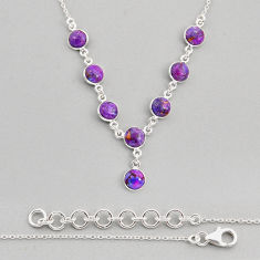 925 sterling silver 18.57cts purple copper turquoise necklace jewelry y61479