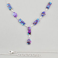 925 sterling silver 42.28cts purple copper turquoise necklace jewelry y72078