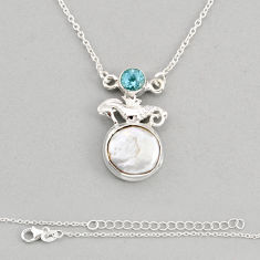 925 sterling silver 7.94cts seahorse natural white pearl topaz necklace y80658