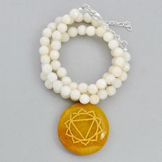 925 sterling silver solar plex chakra yellow calcite opal beads necklace u89780
