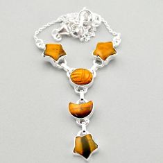 925 sterling silver 23.43cts star moon natural brown tiger's eye necklace t68688