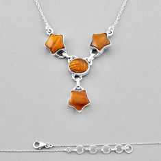 925 sterling silver 16.67cts star natural brown tiger's eye oval necklace n37710