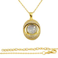 925 sterling silver 7.85cts white cubic zirconia topaz gold necklace y24177