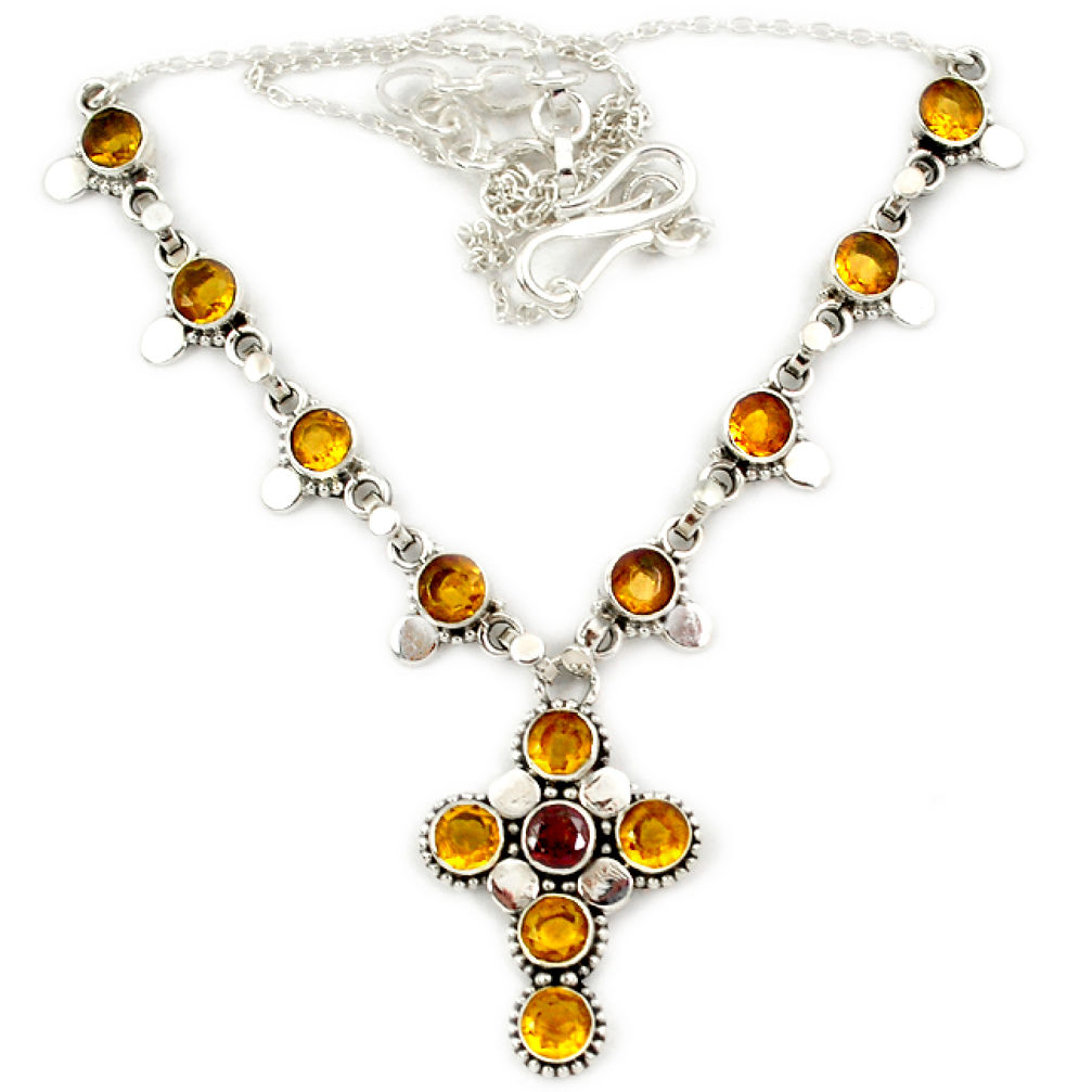 925 sterling silver yellow citrine quartz holy cross necklace jewelry j11965