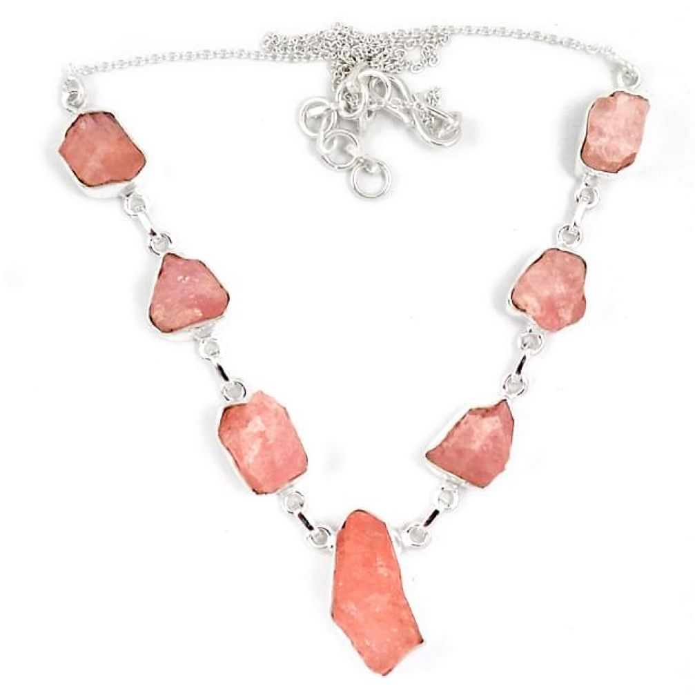 925 sterling silver natural pink kunzite rough fancy necklace jewelry j15990