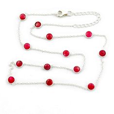11.00cts natural red ruby 925 sterling silver beads necklace jewelry