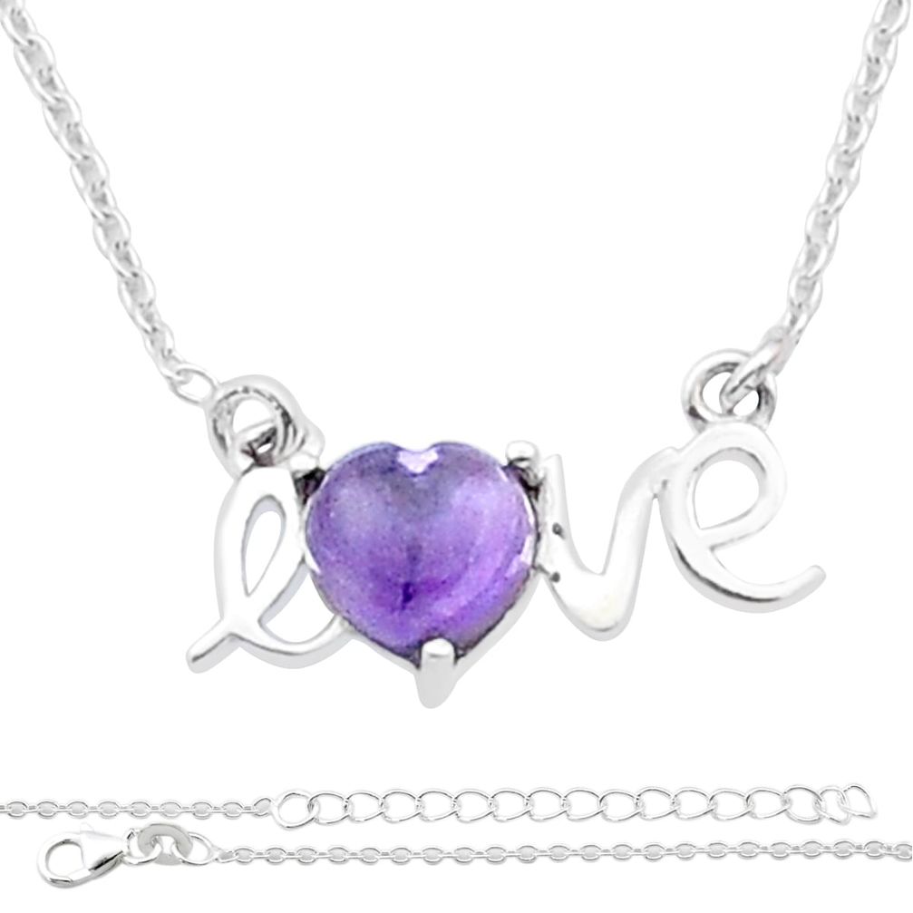 Clearance Sale- 2.00cts natural purple amethyst 925 sterling silver necklace jewelry