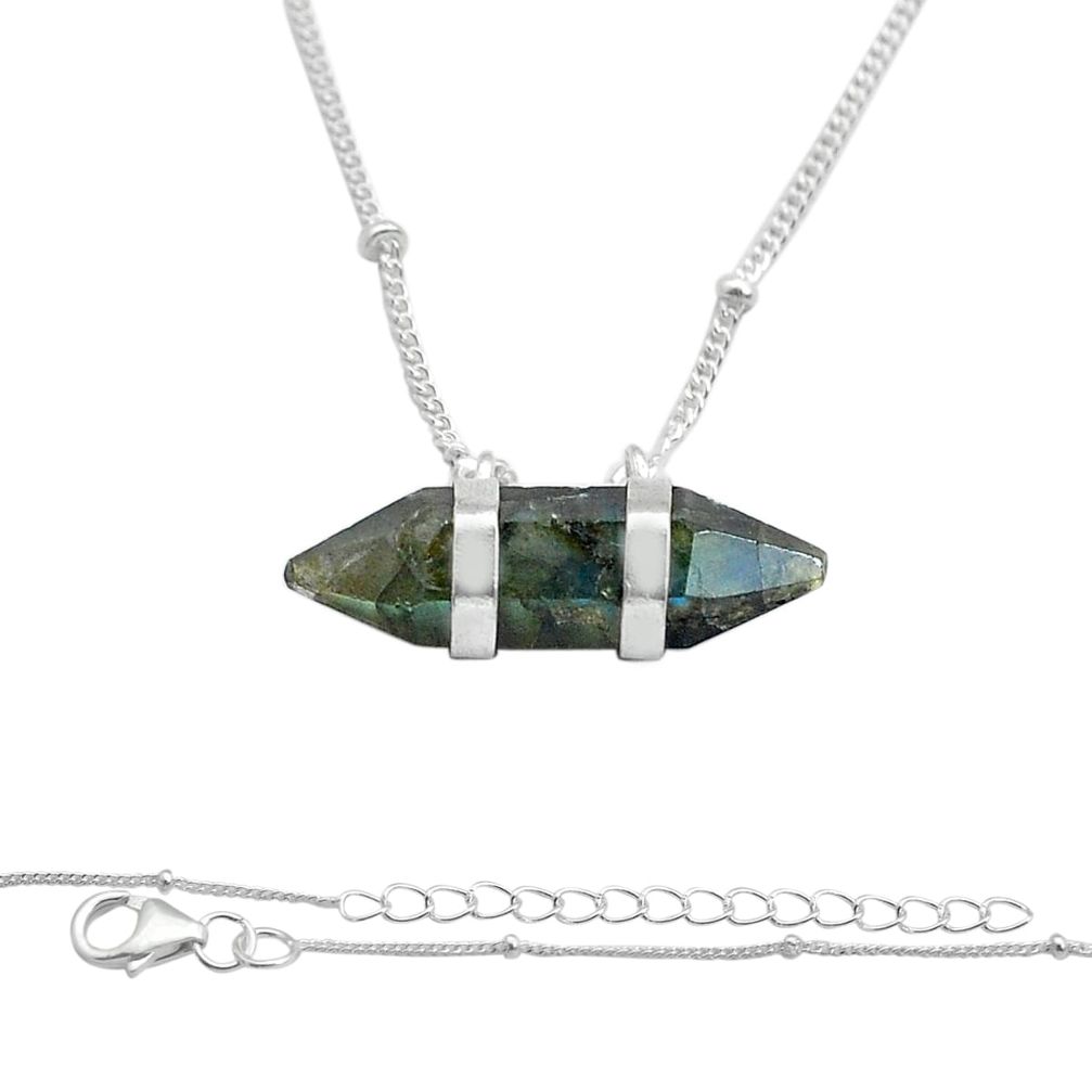 8.00cts natural blue labradorite 925 sterling silver necklace jewelry