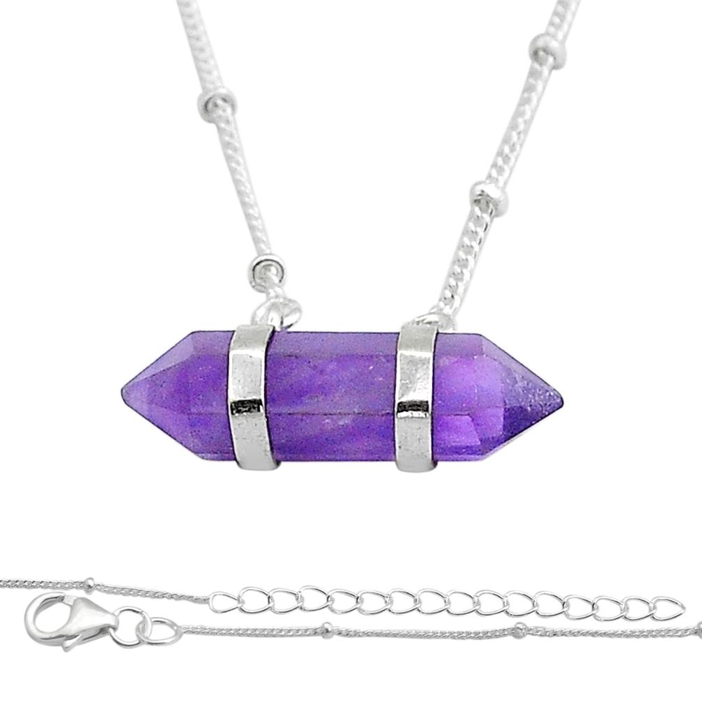 9.00cts natural purple amethyst 925 sterling silver necklace jewelry