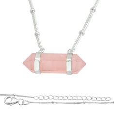 10.00cts natural pink rose quartz 925 sterling silver necklace jewelry