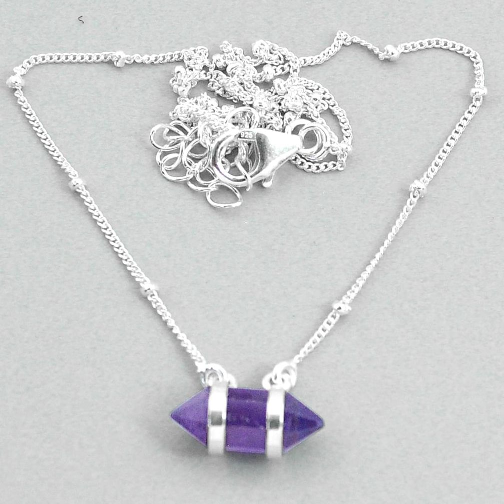 4.63cts amethyst 925 silver healing double pointer handmade necklace t34062