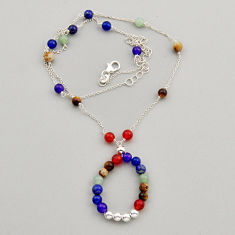 Amethyst cornelian chalcedony lapis picture jasper beads silver necklace n2992