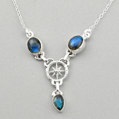 8.46cts amulet star natural blue labradorite 925 sterling silver necklace t89576